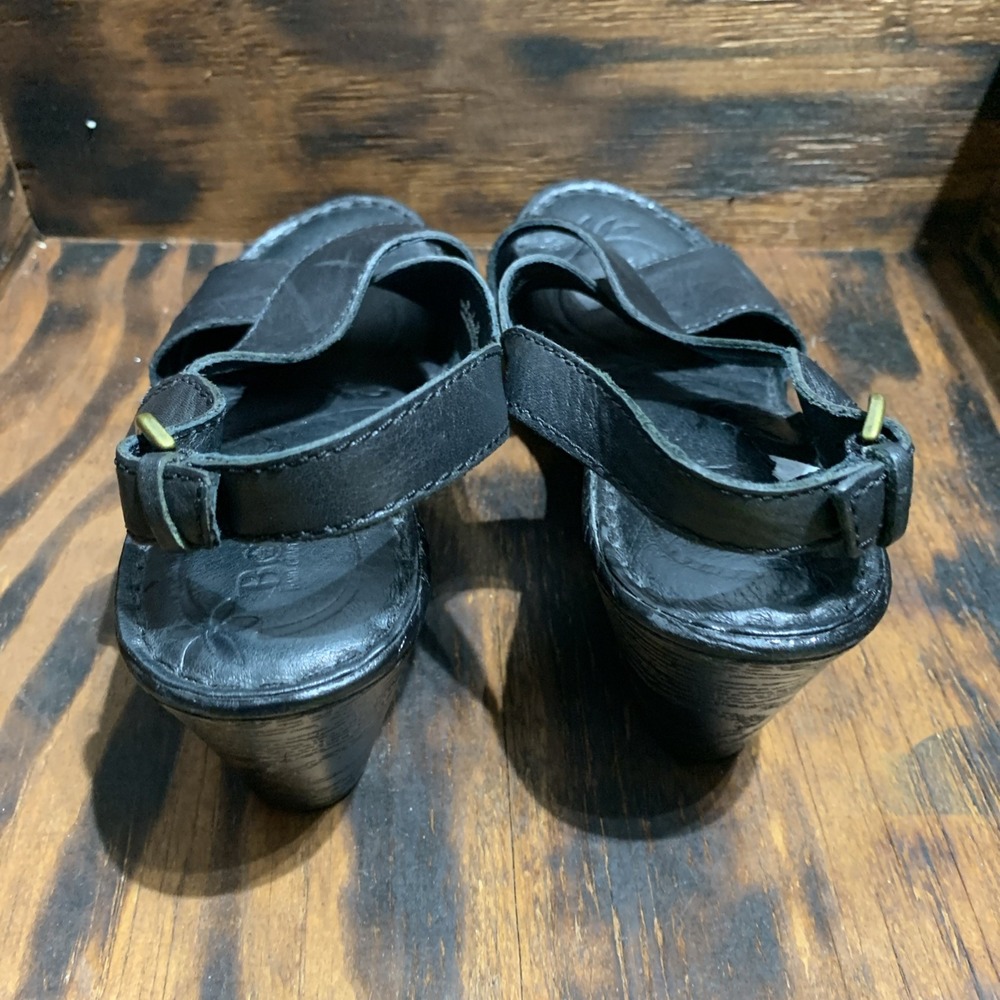 Born Emmy II Wedge Women's Black Leather Cross Strap Buckled Slingback Casual 8M - Picture 4 of 8